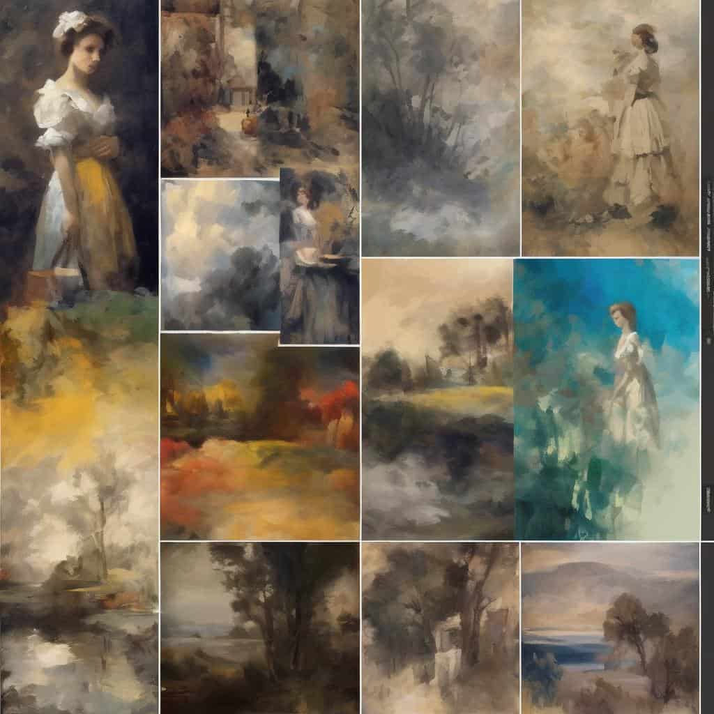 Οριο ανάμεσα σε μορφή και άμορφο, ελαιογραφίες και τοπία με έντονη καλλιτεχνική έκφραση.